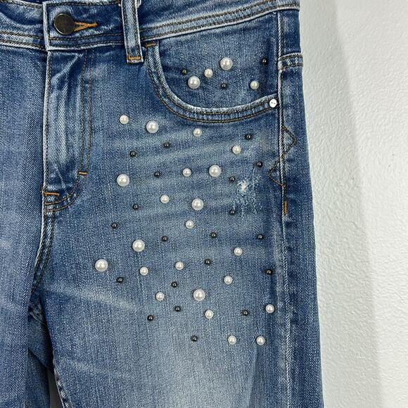 Zara embellished distressed denim jeans size 4 - Picture 2 of 9